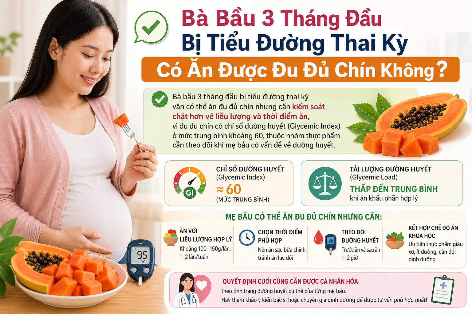 Bà Bầu 3 Tháng Đầu Bị Tiểu Đường Thai Kỳ Có Ăn Được Đu Đủ Chín Không?