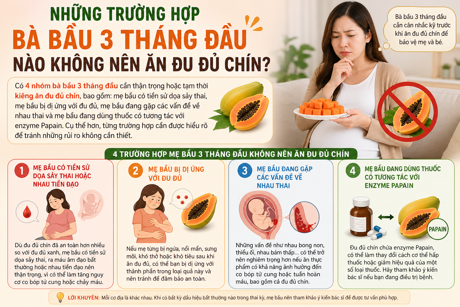 Những Trường Hợp Bà Bầu 3 Tháng Đầu Nào Không Nên Ăn Đu Đủ Chín?